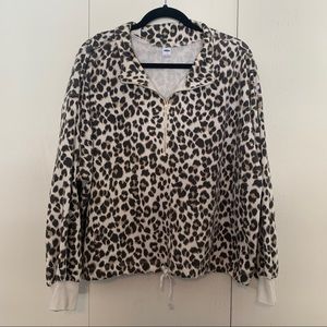Old Navy Cheetah Print Quarter-zip Sweatshirt